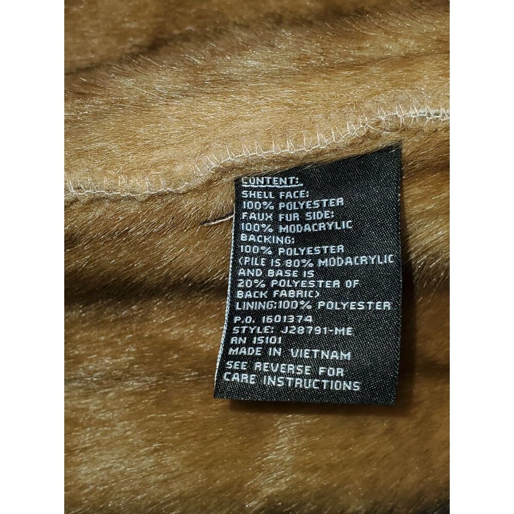 NWT Jones New York Women's Tan Suede Faux Fur Lined Long Jacket Sz L 1111 - Picture 13 of 16